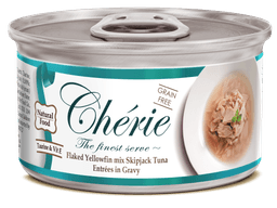 Chérie Basic Diet Flaked Yellowfin mix Skipjack Tuna Entrées in Gravy 80g. - Mieszankaztunczyka