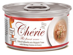 Chérie Basic Diet Flaked Yellowfin mix Skipjack Tuna with Shrimp Entrées in Gravy 80g. - Mieszankaztunczykaikrewetek