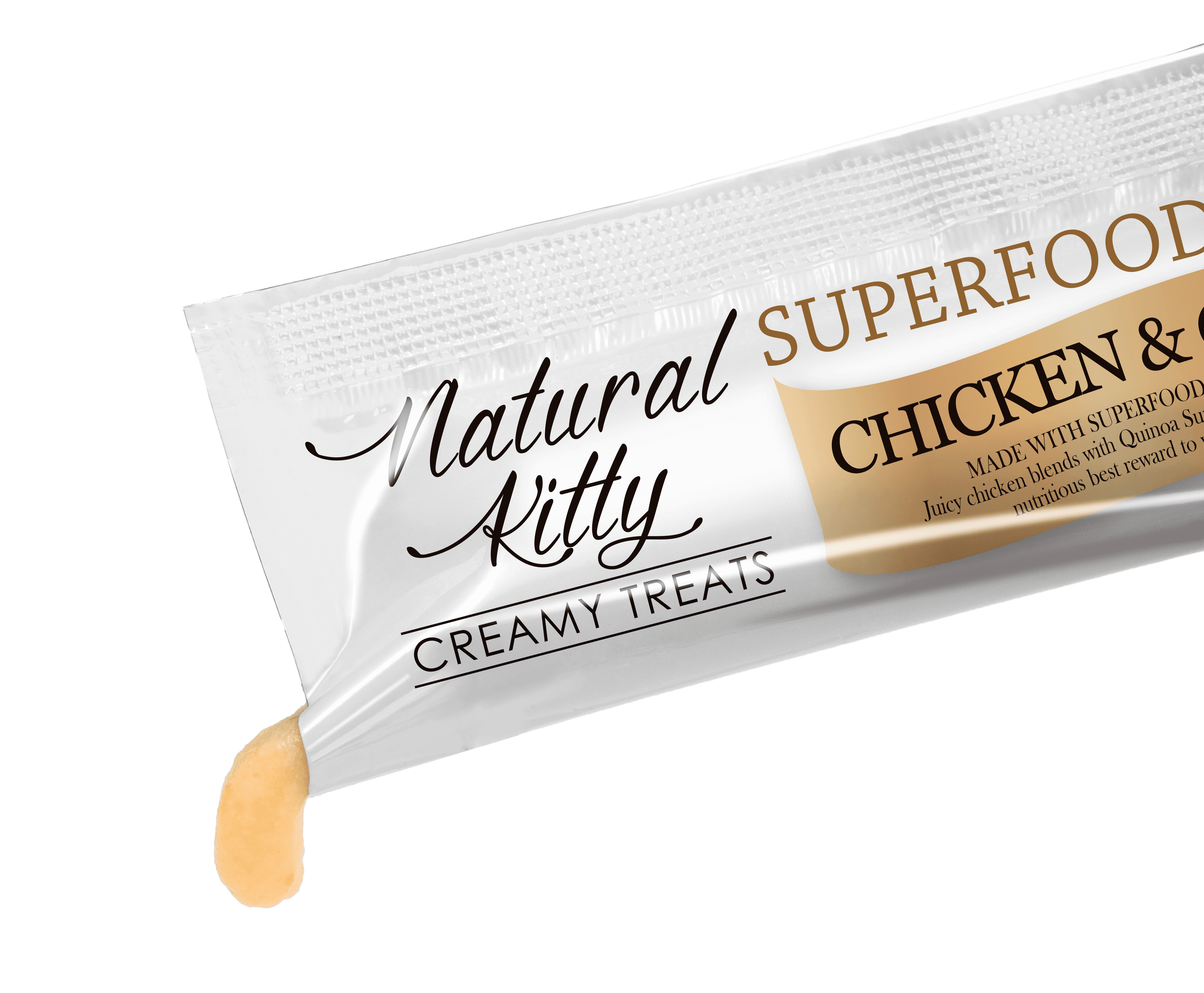 Natural Kitty Creamy Treats Superfood Blend Chicken and Quinoa - SachetC_Qsqueeze