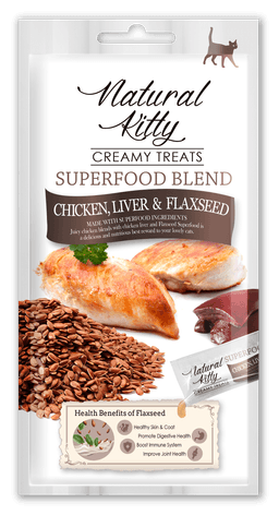 Natural Kitty Creamy Treats Superfood Blend Chicken and Chicken Liver with Flaxseeds - kremzmiesakurczaka_1