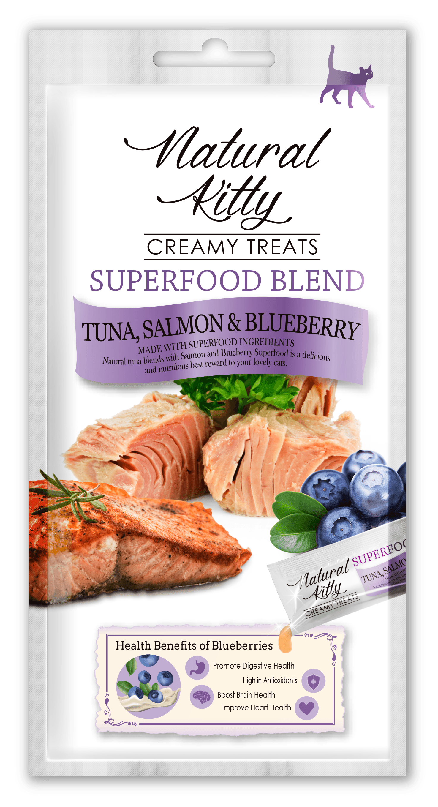 Natural Kitty Creamy Treats Superfood Blend Tuna, Salmon and Blueberry