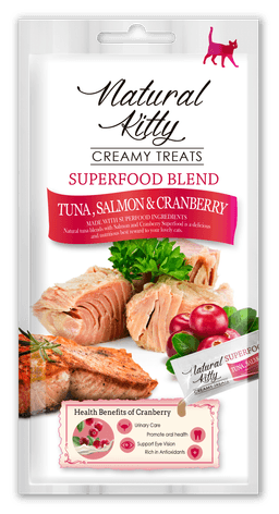 Natural Kitty Creamy Treats Superfood Blend Tuna, Salmon and Cranberry - kremzrybizurawiny_1