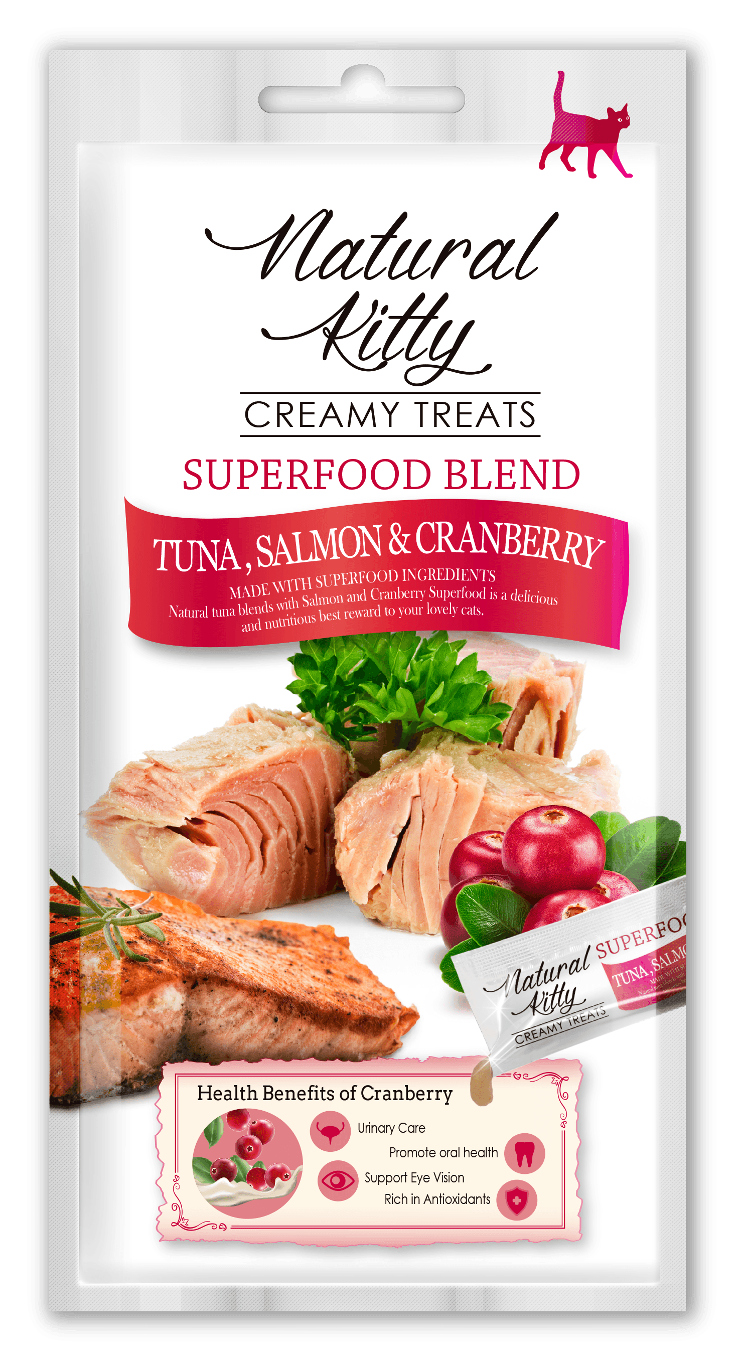 Natural Kitty Creamy Treats Superfood Blend Tuna, Salmon and Cranberry